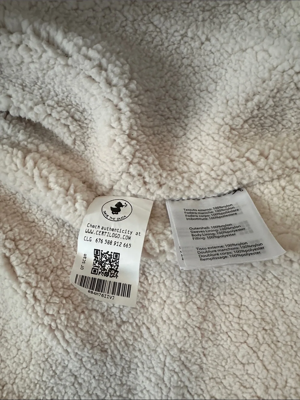 NWOT SAVE THE DUCK Kids Orange Hooded Puffer Jacket with Sherpa Lining